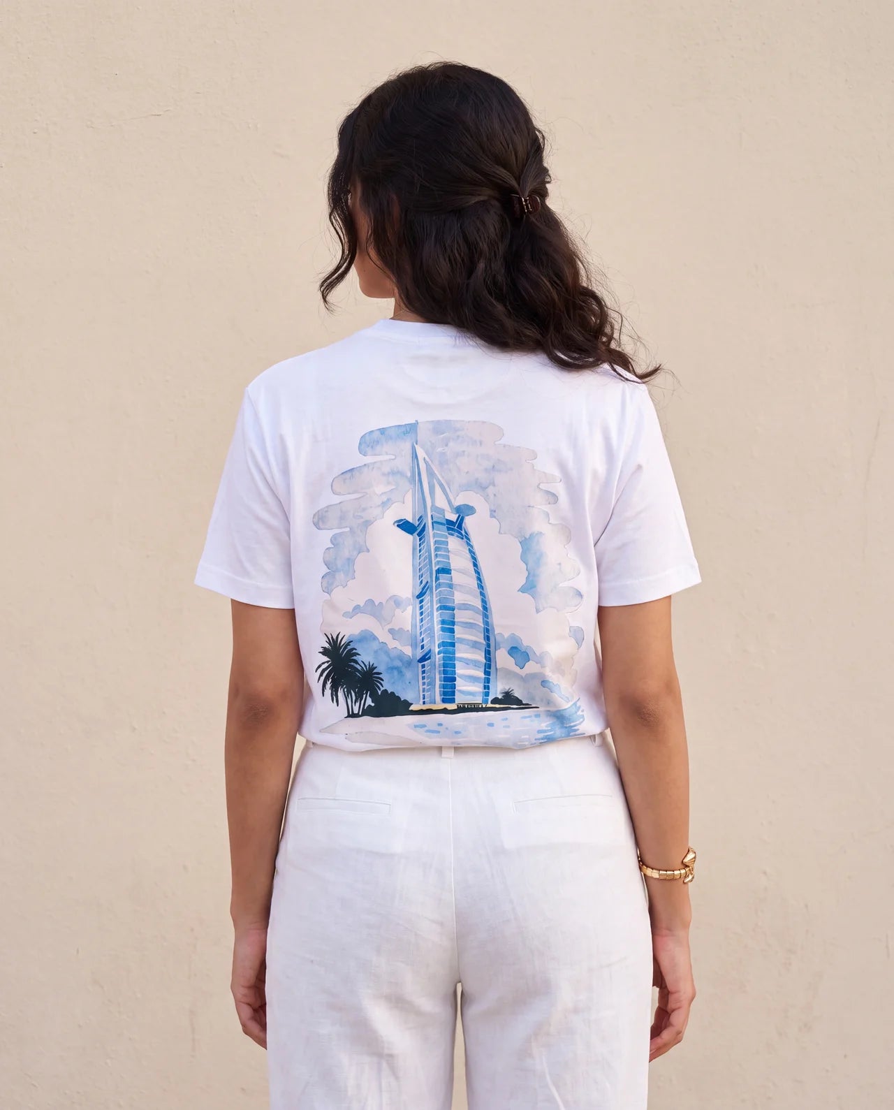 Burj Arab Tee back view on model