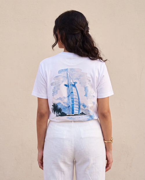 Burj Arab Tee back view on model
