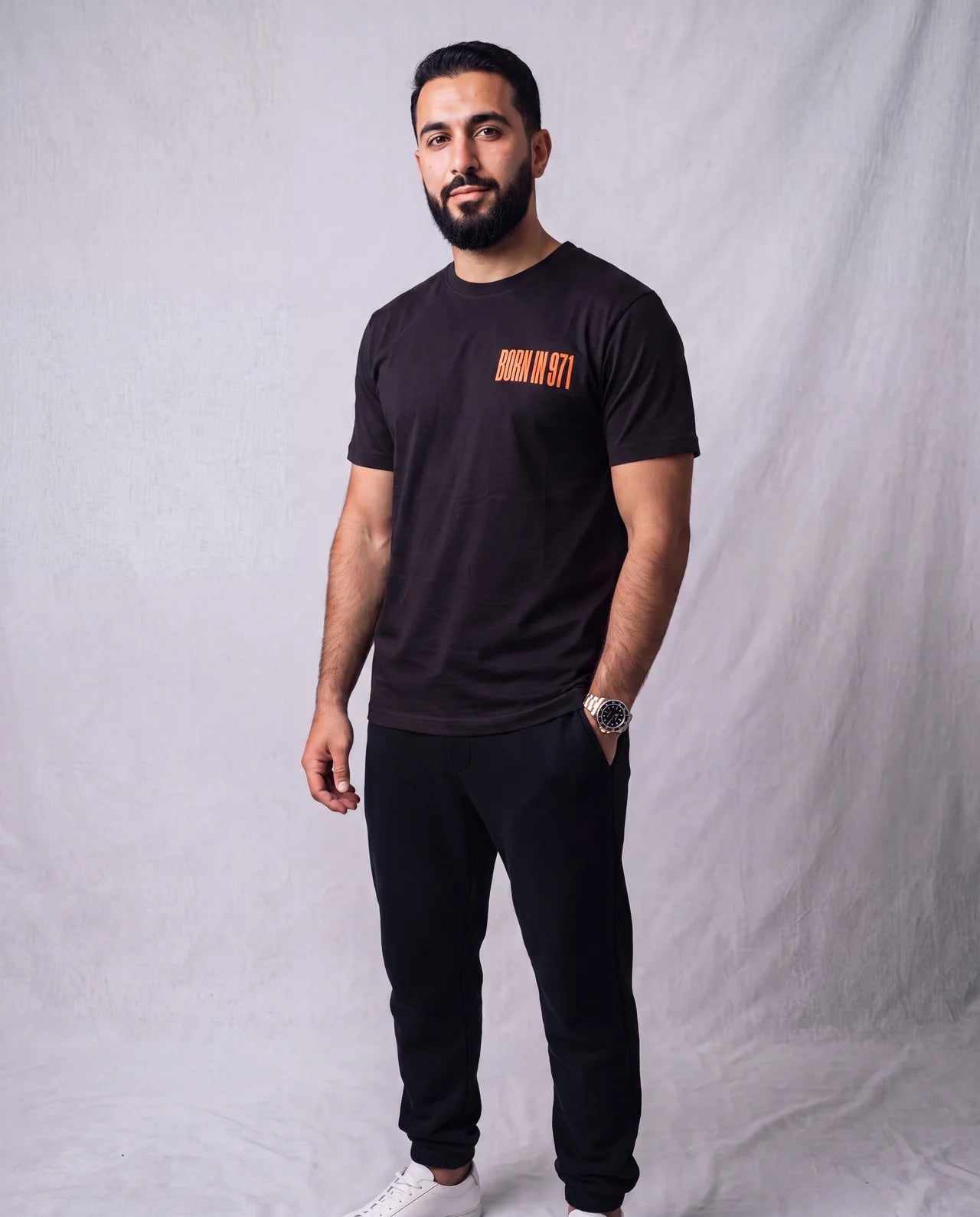 The Racing Club Tee front view on model